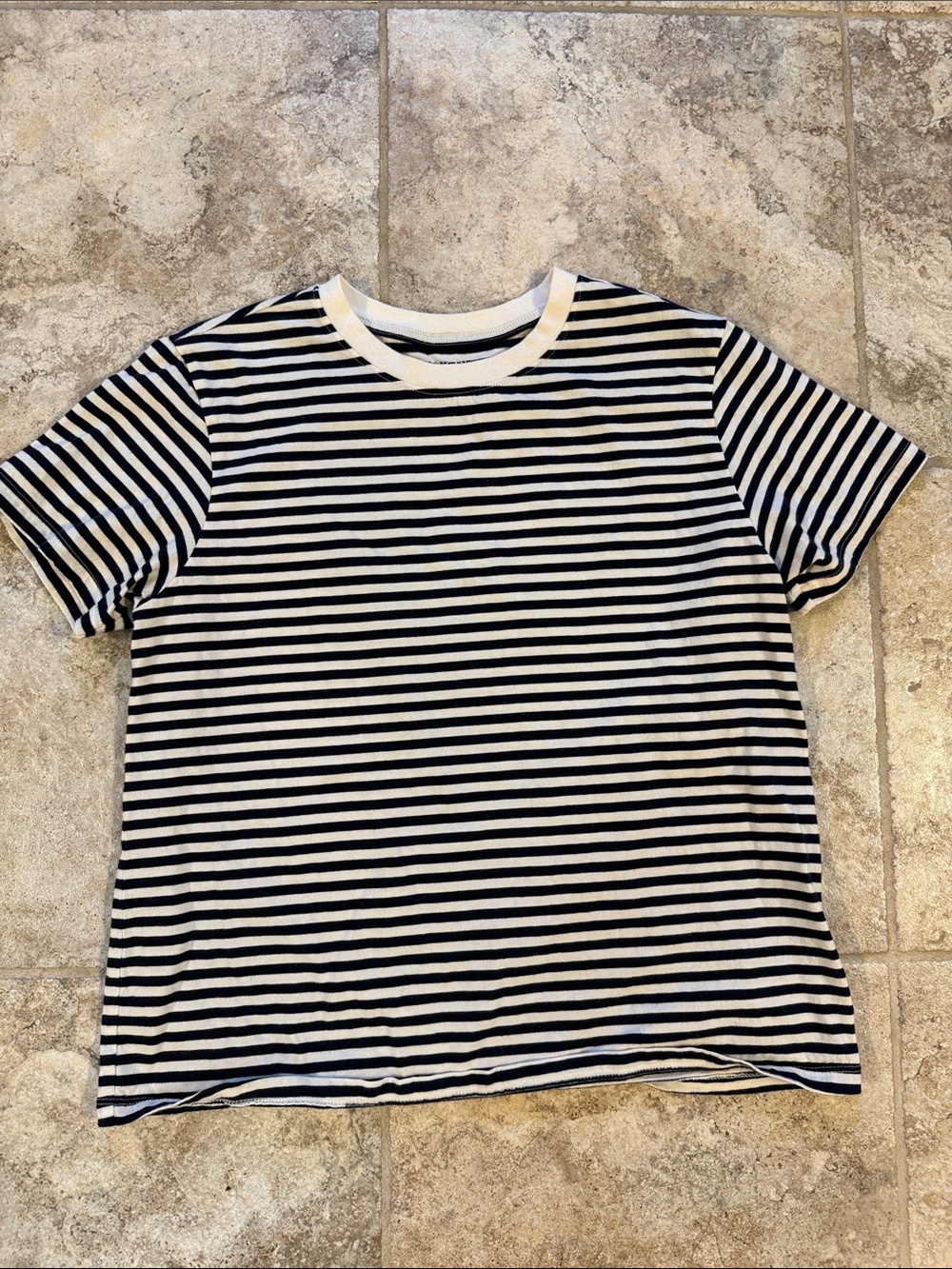 American Eagle Black & White Striped Tee - Classic Short Sleeve Shirt